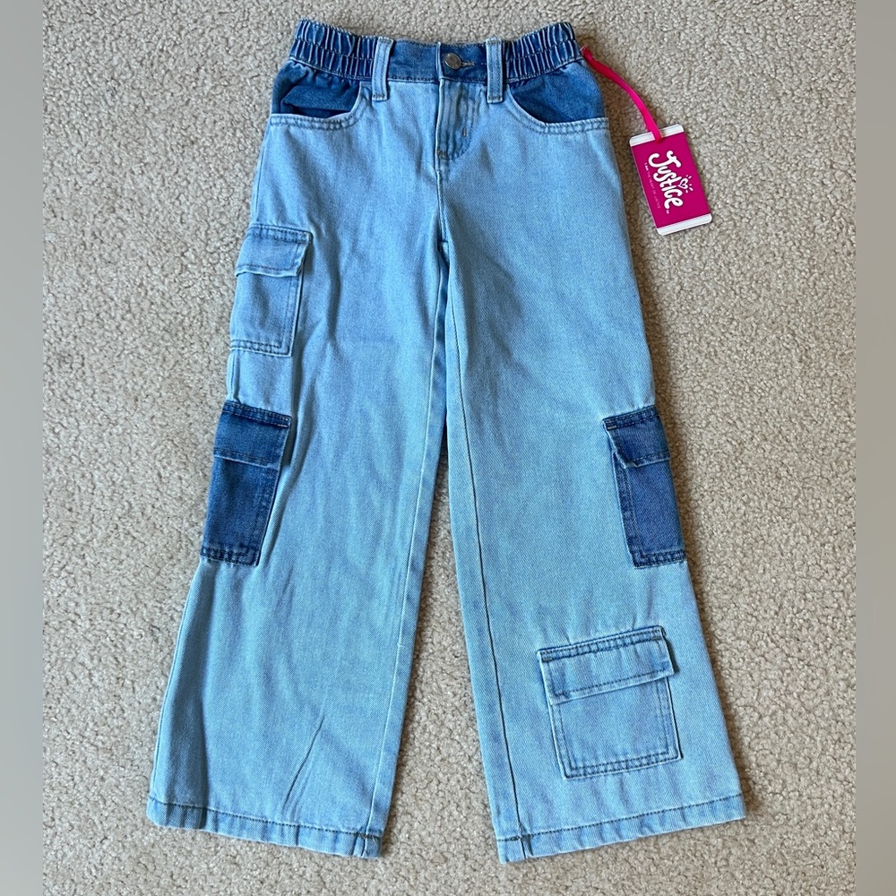 Justice Denim Cargo Wide Leg Jeans